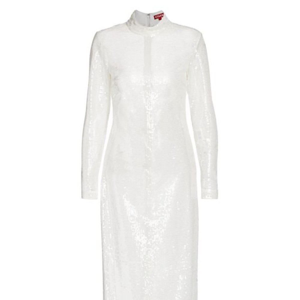 STAUD // Liza Sequin Mock-Neck Party Dress NWT